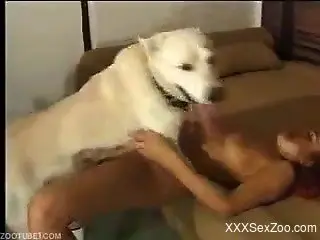 Redhead goes dirty with her dog in rough zoophilia home scenes