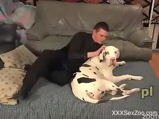 Perverted fucker drills his white doggy in the asshole