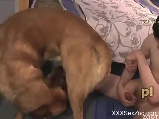 Gay sex scene featuring a horny dude and his dog