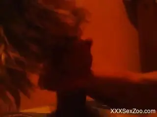 Kinky zoophile gets out his cock for a blowjob