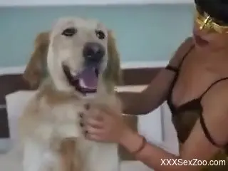 Lustful Latina gets fucked on all fours by a dog