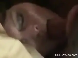 Fun-loving zoophile deepthroating a dog's cock