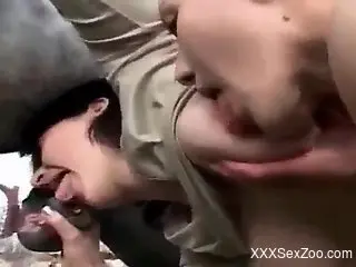 Sexy women getting banged together real hard