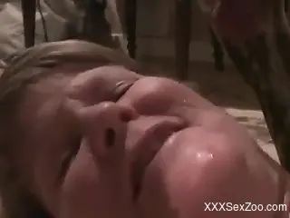 MILF moaning with a dog cock gaping her eager hole