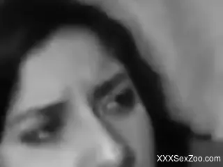 B&W porno movie with a fucked-up bestiality beauty