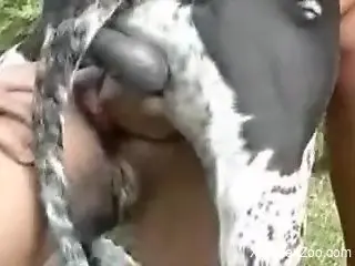 Latia MILF butt fucked in rough modes by her own dog