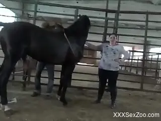 Sexy preparations for her first-time zoophile sex