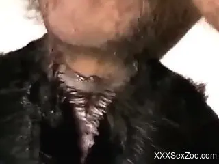 Hot guy with a hairy cock fucking a black dog