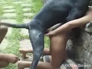 Appealing blonde mature fucked by the dog in homemade XXX