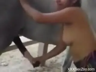 Lady jacking the hung horse off with her hands