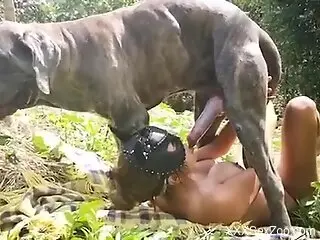 Gorgeous girl showing her oral skills outside