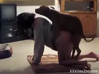 Housewife filmed on the floor getting doggy fucked by her dog