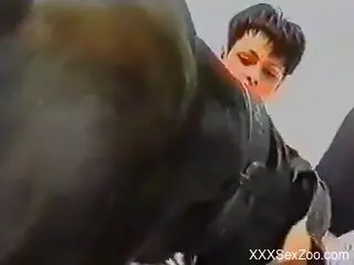 Tight babe lands dog's big dick down the cunt in amateur scenes