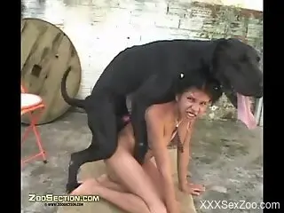 Fine broad with skinny lines gets hard fucked by her dog