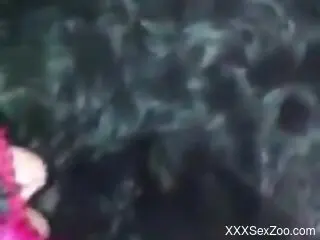 Needy woman plays with the furry dog in exclusive kinks