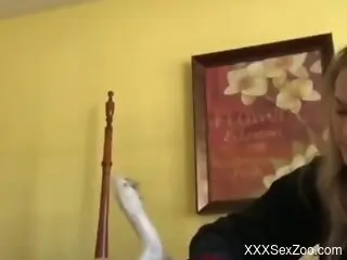 Sexy blonde plays dirty games with her dog